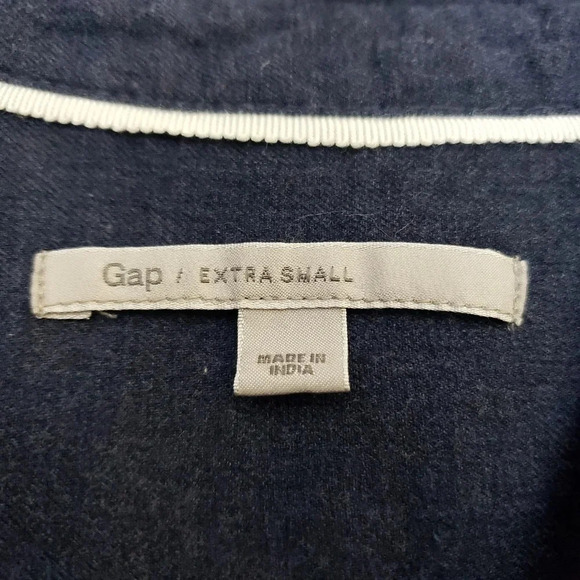 GAP Shirt Dress Navy Blue Long Sleeve Collared Knee Length Button Up Shift - Picture 5 of 8